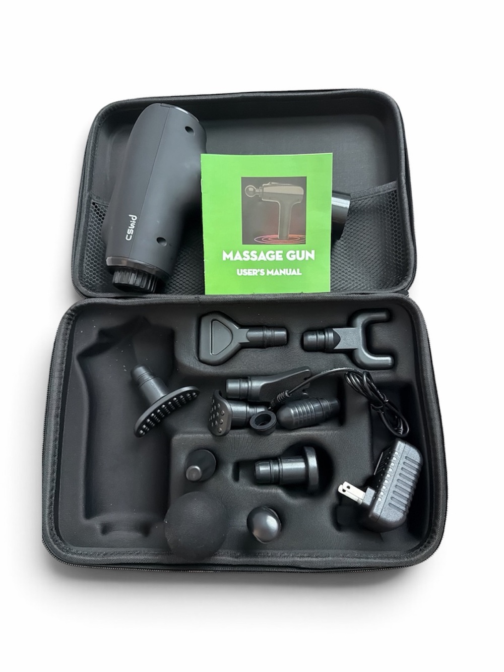 Black Massage Gun with Attachments